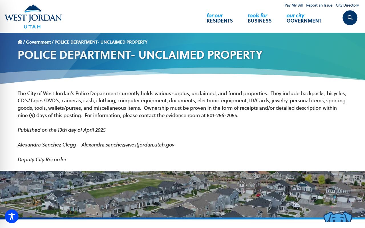 West Jordan police department resource connected to West Jordan court docket records