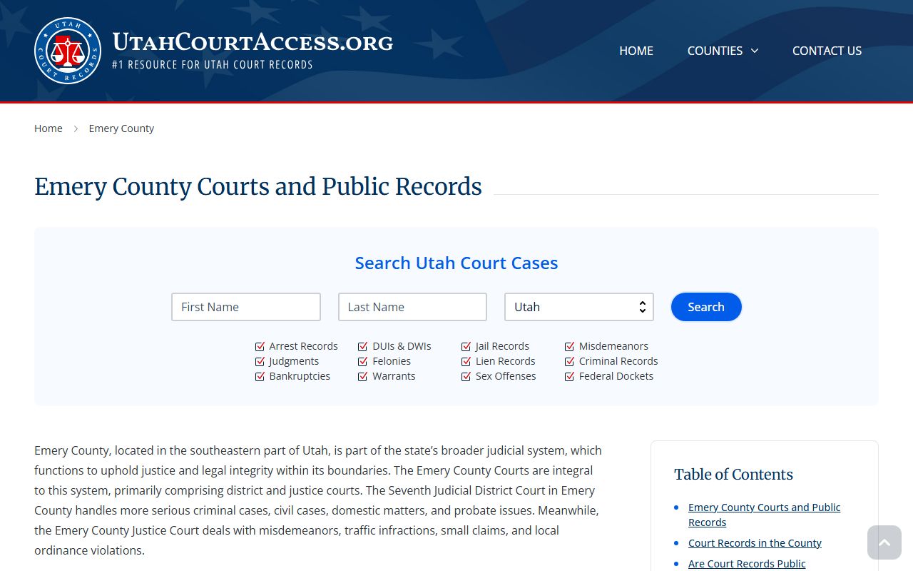 emery county court docket access overview