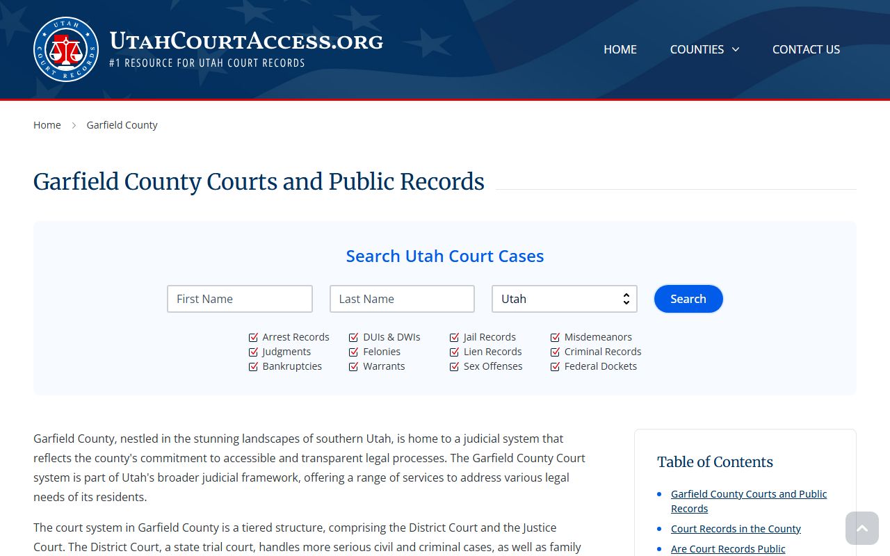 garfield county court docket panguitch records