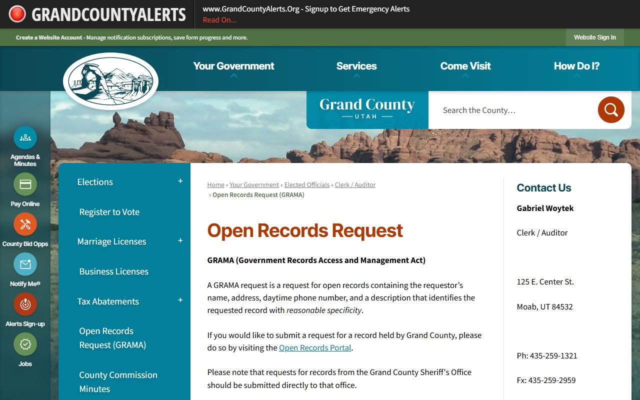 grand county court docket grama request portal