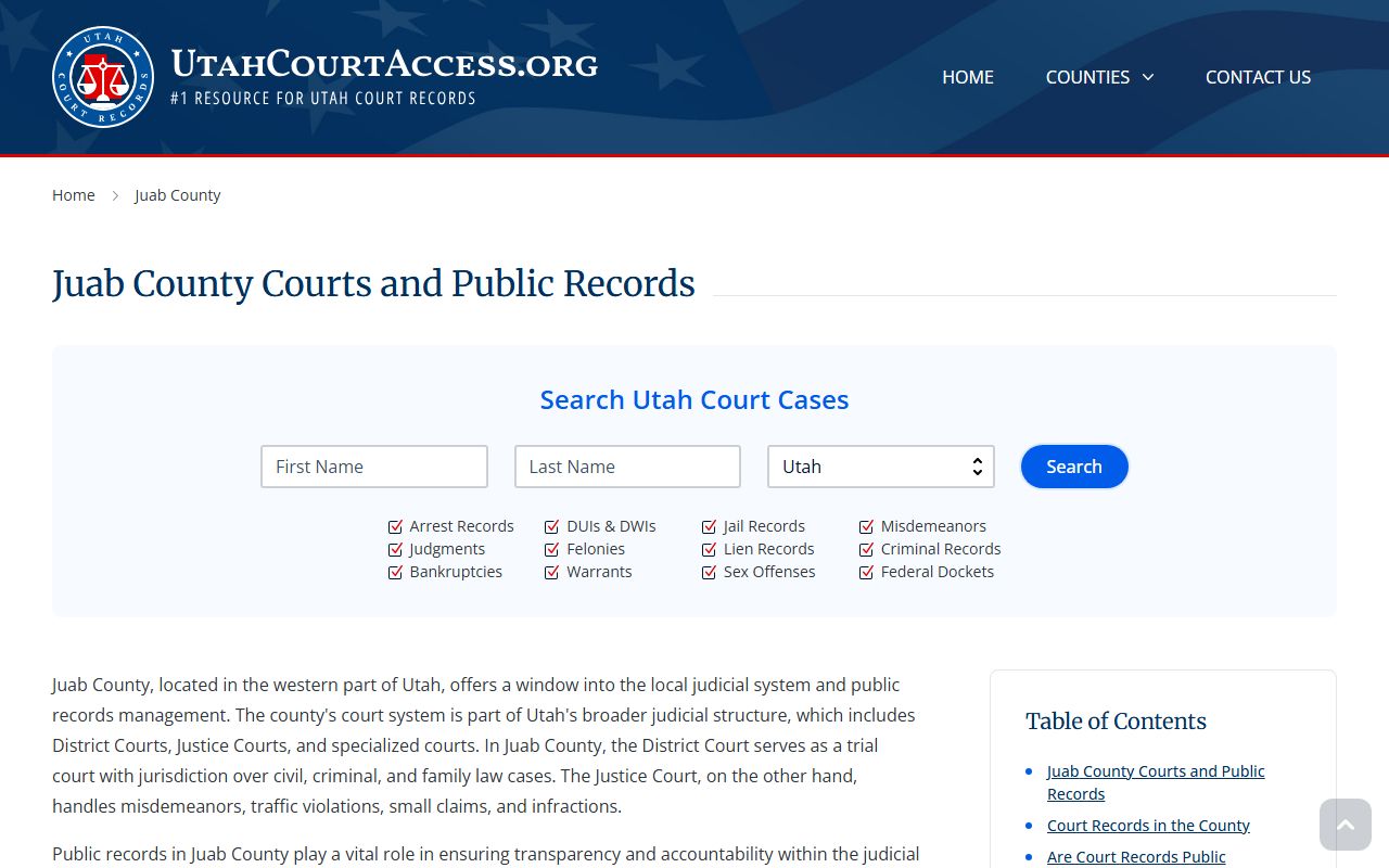 juab county court docket online access guide