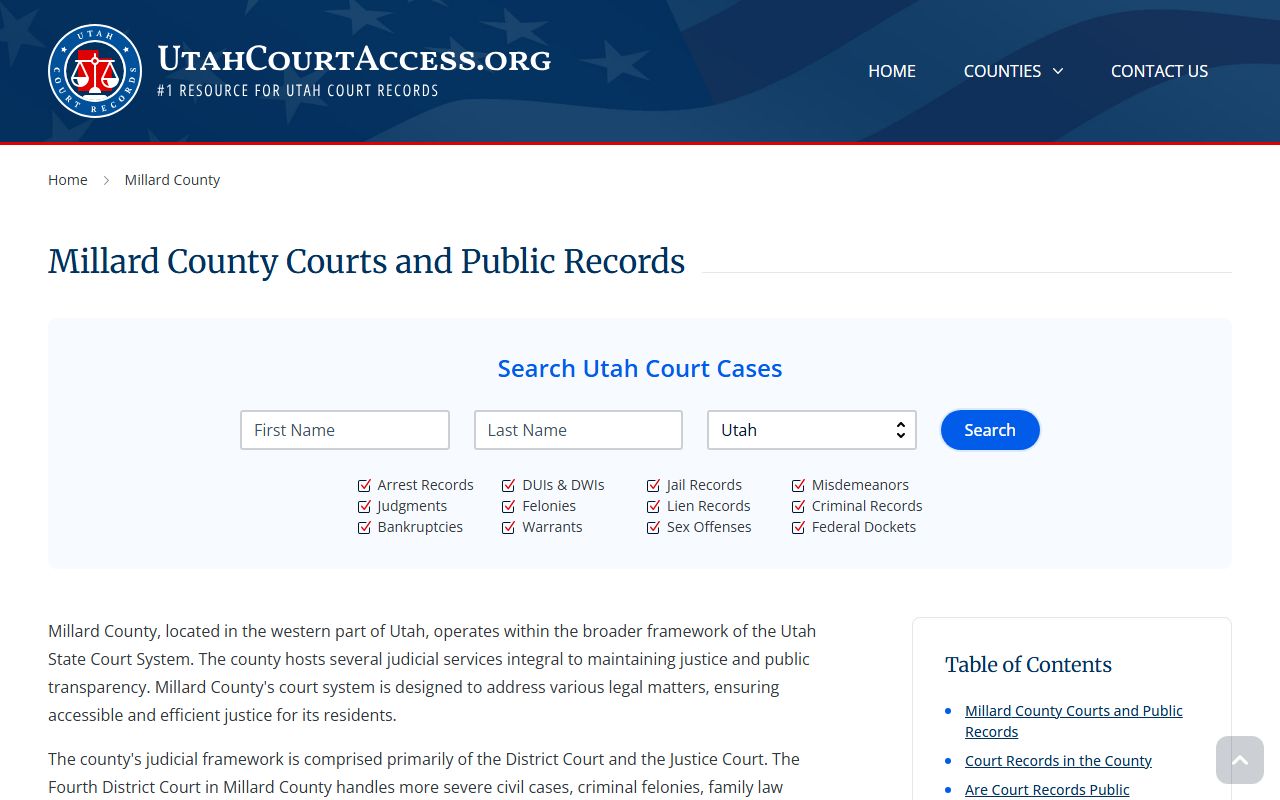 millard county court docket utah court access resource