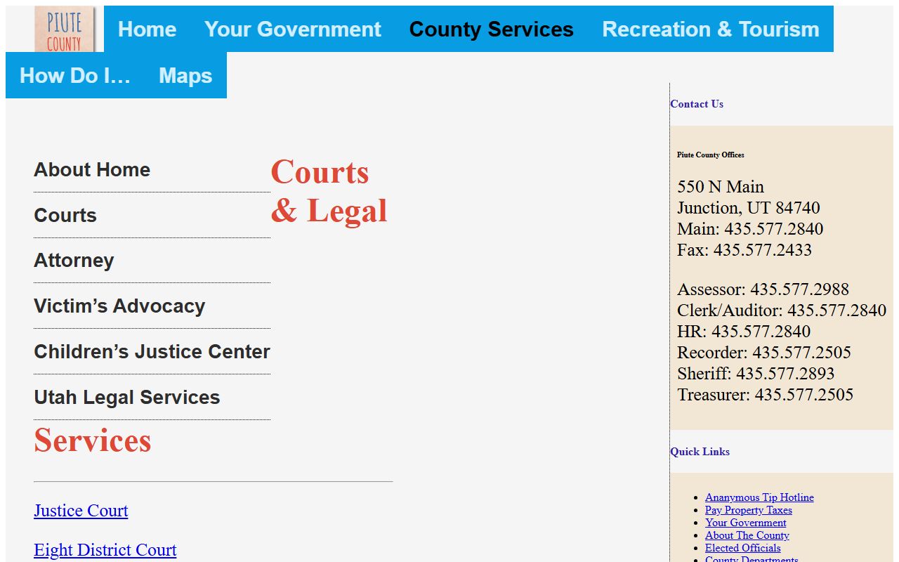 piute county court docket local courts and legal services