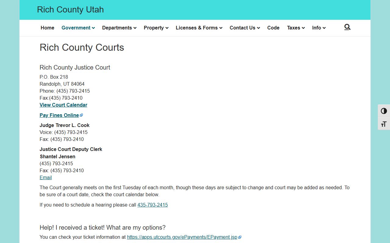 rich county court docket official county court page