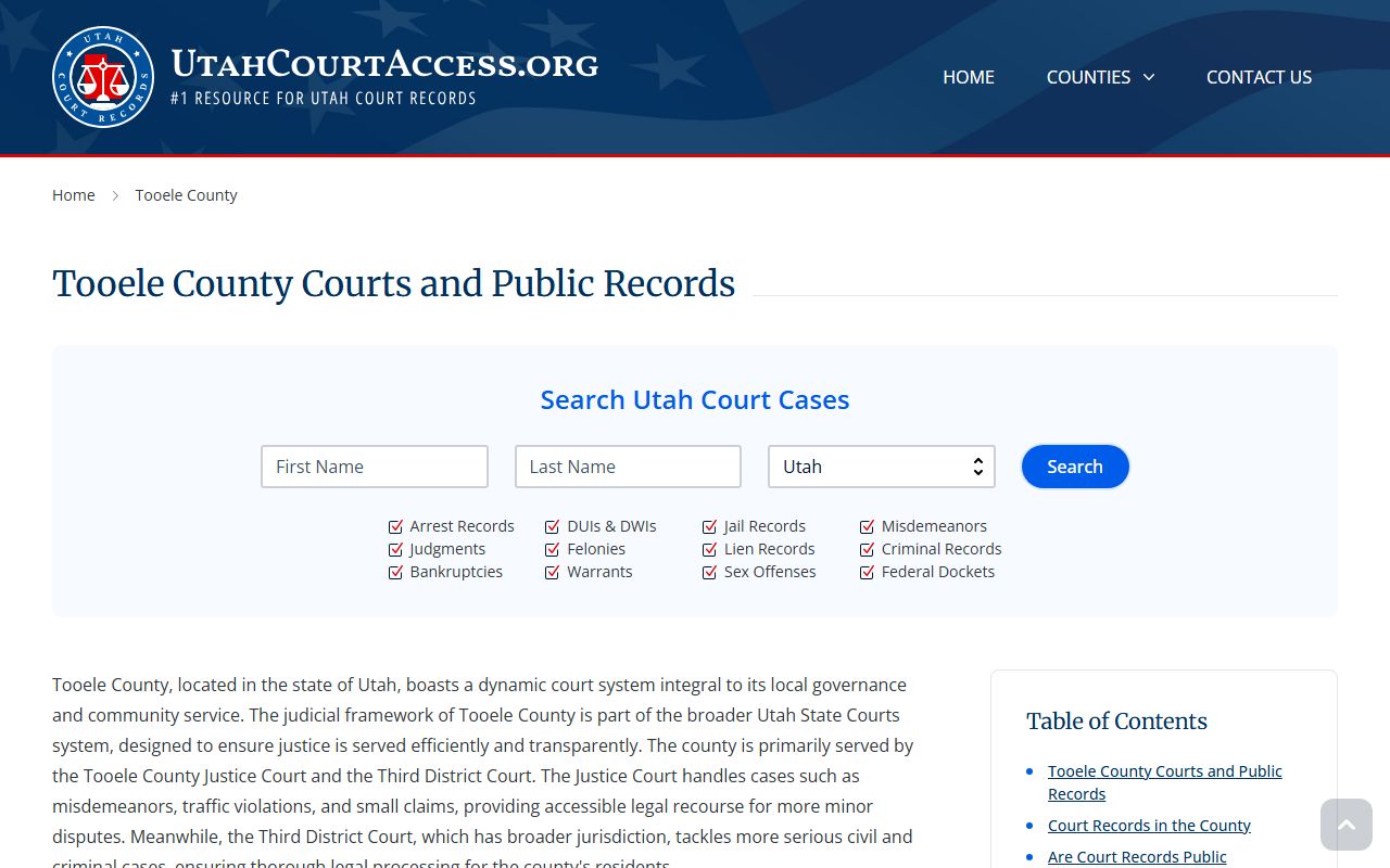 tooele county court docket records access