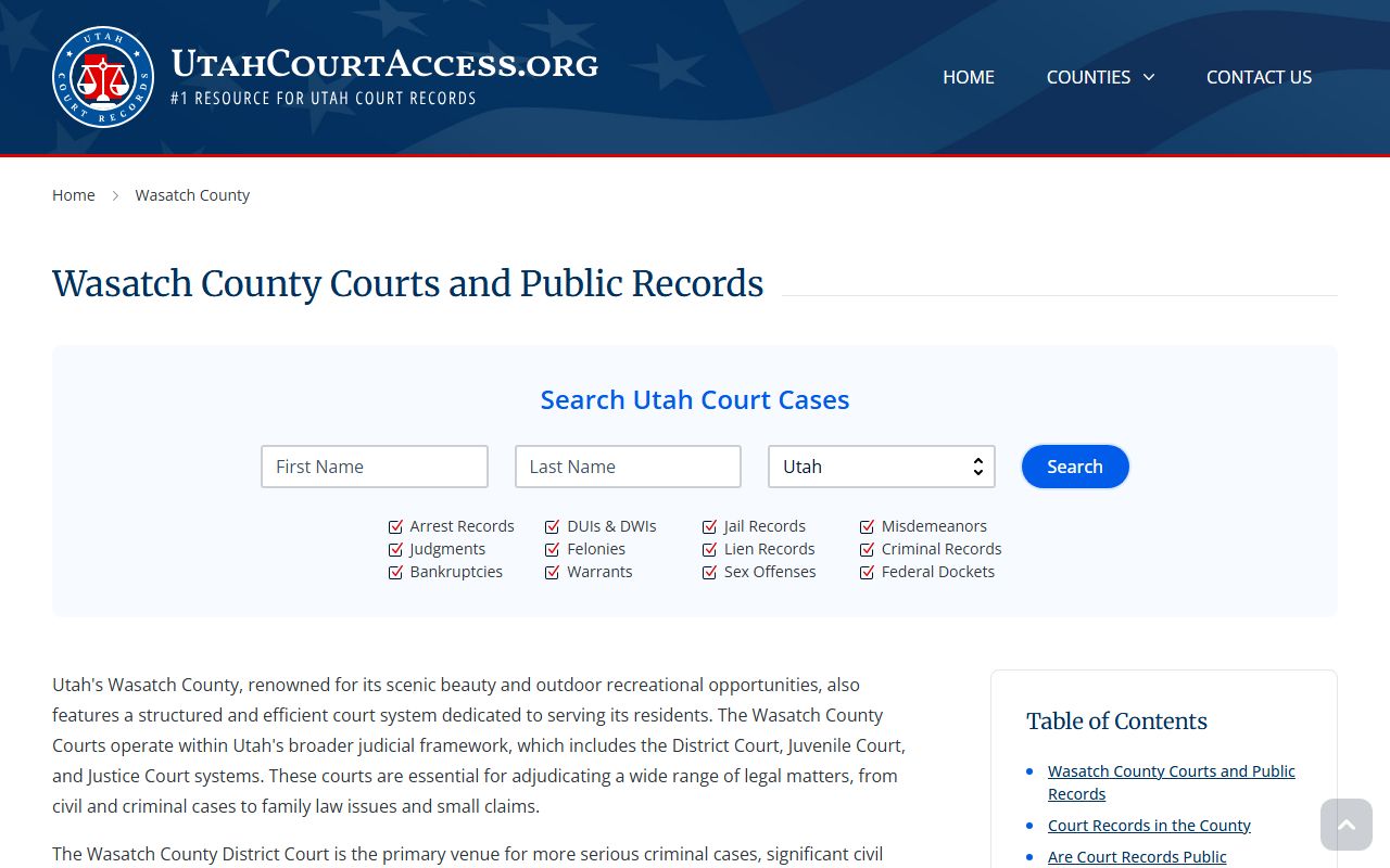 wasatch county court docket records heber city