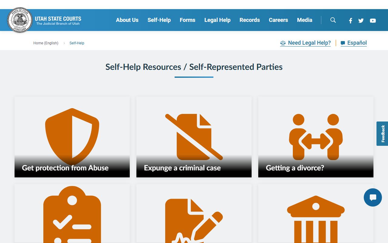 Utah Courts Self-Help Center resources for court docket navigation and self-represented parties