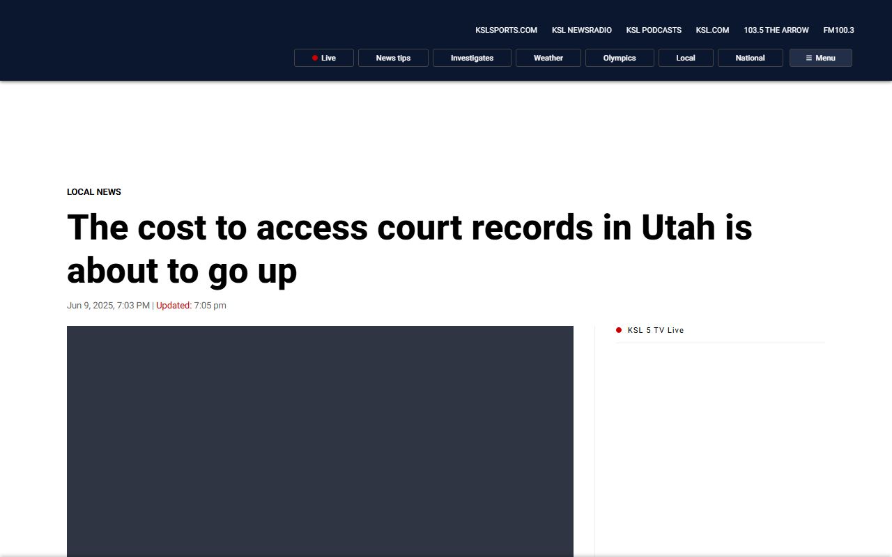 KSL TV news report on Utah court docket XChange fee increases effective July 2025